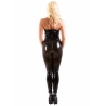 Latexový černý top s výstřihem a kovovým zdobením na prsou