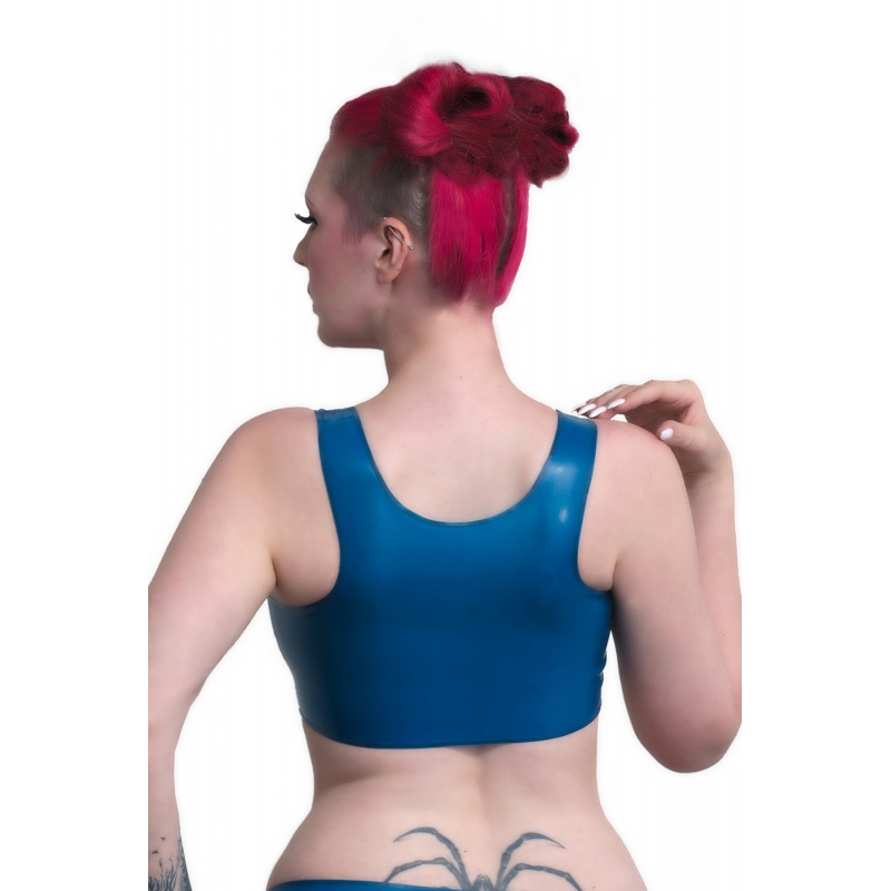 Latexové černé body s tříčtvrtečním rukávem zadním zipem a stojáčkem