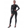 Latexová kolová dámská sukně s nízkým pasem - olivově zelená