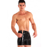 Latexové bermudy s bočními zipy černé