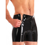Latexové bermudy s bočními zipy černé