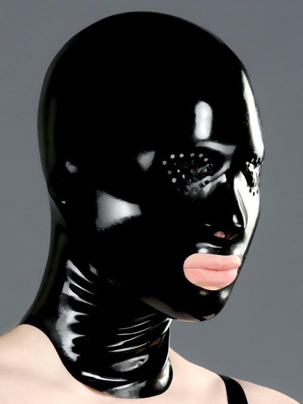 Latexová maska s perforovanýma očima černá  POLYMORPHE
