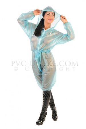 PVC catsuit s kapucí modrý