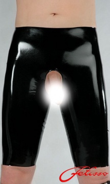 Latexové bermudy s otvorem černé