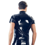 Lakové triko s předním zipem černé