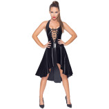 Lakové šaty s předním šněrováním černé