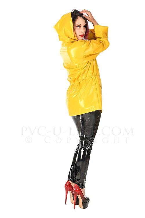 PVC kabát s kapucí YELLOW SHINY