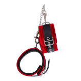 Kožená kotníková pouta - černočervená