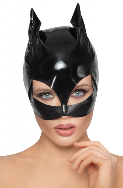 Laková Cat Woman maska černá