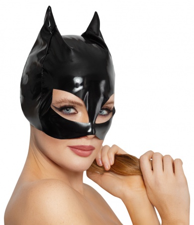 Laková Cat Woman maska černá