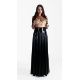 Latexová dlouhá půlkolová sukně černá