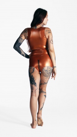 Latexový top se zipem - bronzový