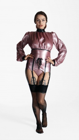 Latexová halenka s dlouhým rukávem PearlPink/černá