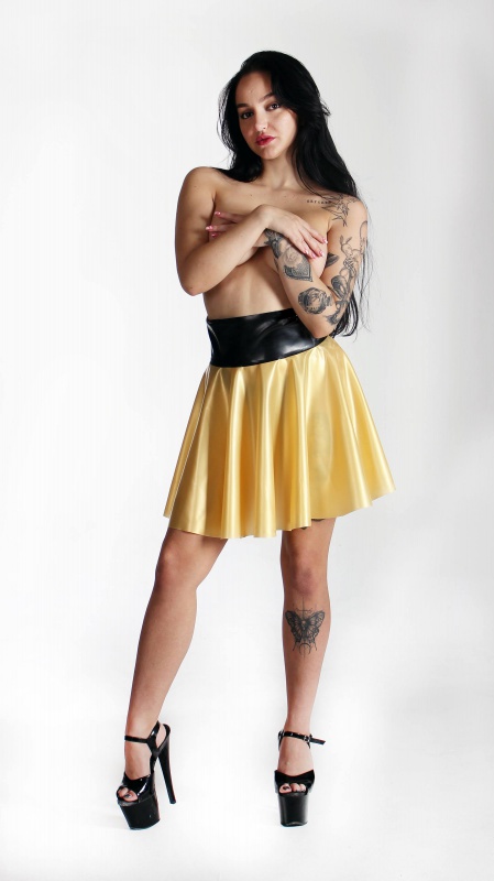 Latexová kolová sukně PearlGold