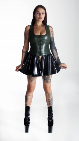 Latexový top se zipem - ArmyGreen