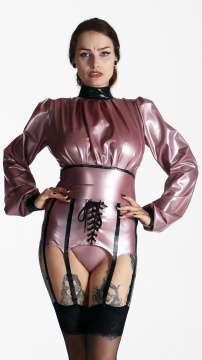 Latexová halenka s dlouhým rukávem PearlPink/černá