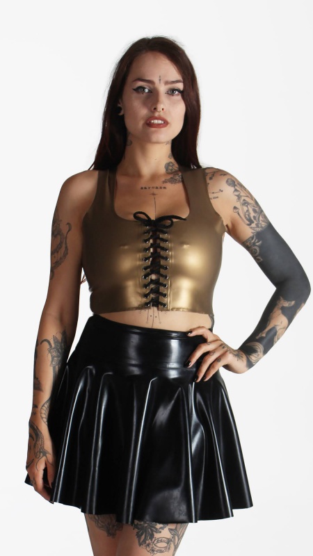 Latexový top s předním šněrováním AnticGold