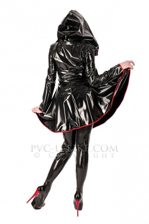 PVC šaty s kapucí BLACK SHINY