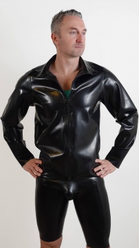 Latexová pánská bunda se zipem černá