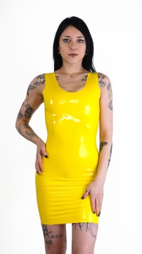 Latexové šaty s hlubokým výstřihem žluté