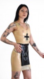Latexová uniforma sestřičky s hlubokým výstřihem transparentní