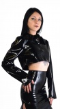 Latexová dámská bundička se zipem krátká černá