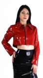 Latexová dámská bundička se zipem krátká červená