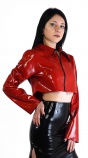 Latexová dámská bundička se zipem krátká červená
