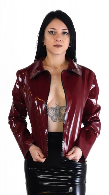 Latexová dámská bundička se zipem Plum