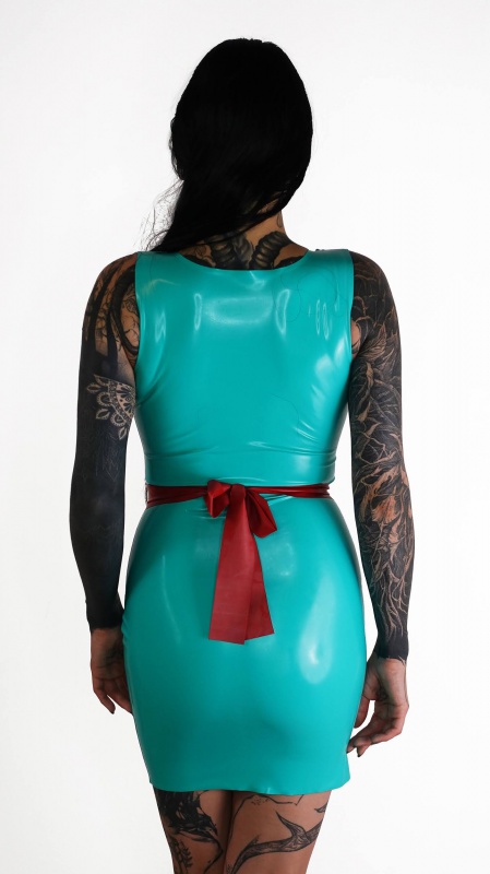 Latexová uniforma sestřičky s hlubokým výstřihem  medical green