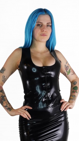 Latexový top se zipem - černý