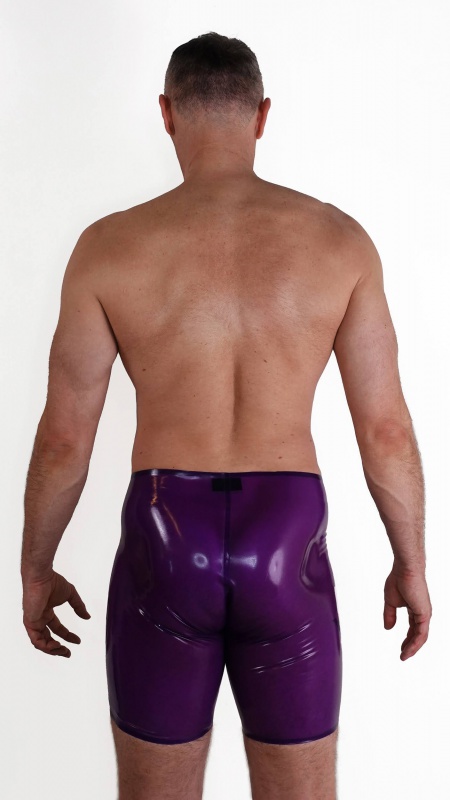 Latexové bermudy s dvěma zipy transparentní fialové