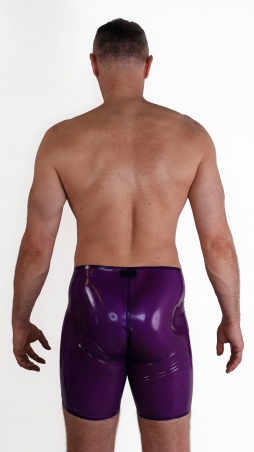 Latexové bermudy s dvěma zipy transparentní fialové