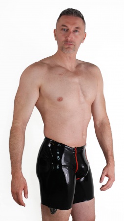 Latexové bermudy s dvěma zipy černé