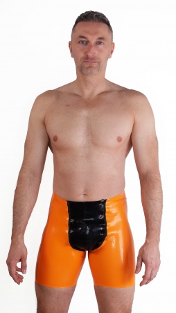 Latexové bermudy s dvěma zipy oranžové
