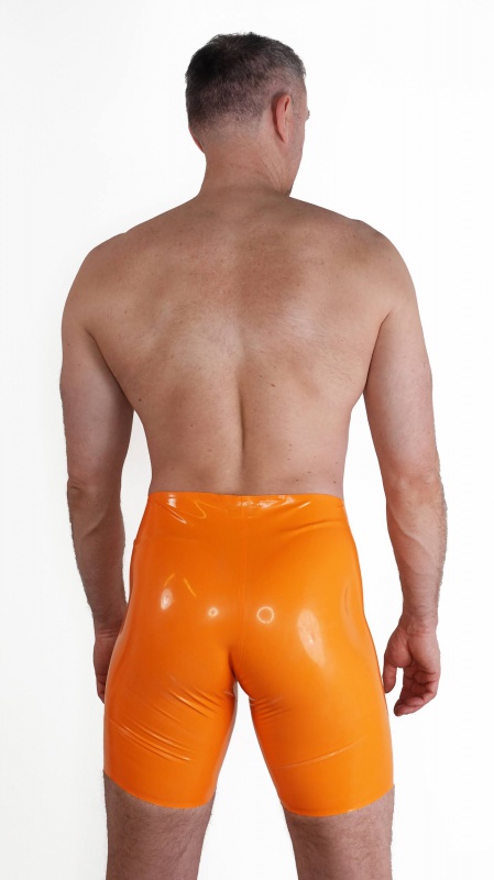 Latexové bermudy s dvěma zipy oranžové