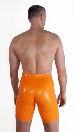 Latexové bermudy s dvěma zipy oranžové