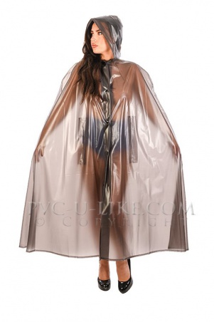 PVC dlouhé pončo BLACK SEMI TRANSPARENT