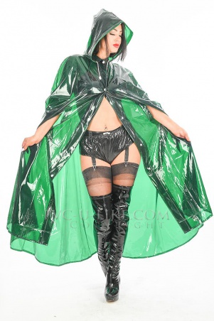 PVC dlouhé pončo GREEN GLASS CLEAR