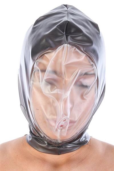 PVC maska se zipem BLACK SEMI TRANSP