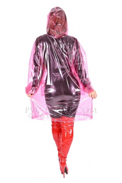 PVC kabát s kapucí v barvě PURPLE SEMI TRANS SHINY