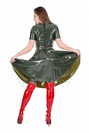 PVC dámské šaty s kolovou sukní GREEN SHINY