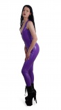 Latexový catsuit s třícestným zipem fialový