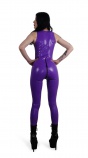 Latexový catsuit s třícestným zipem fialový