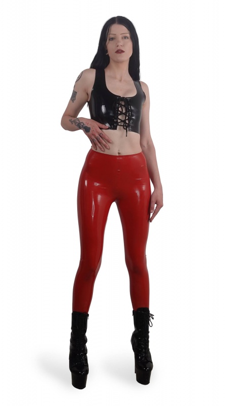 Latexové legíny s vysokým pasem červené