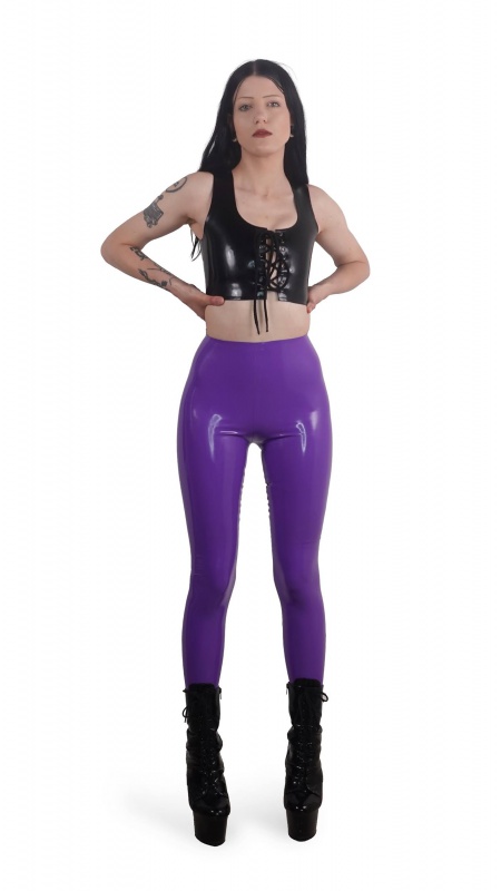 Latexové legíny s vysokým pasem fialové