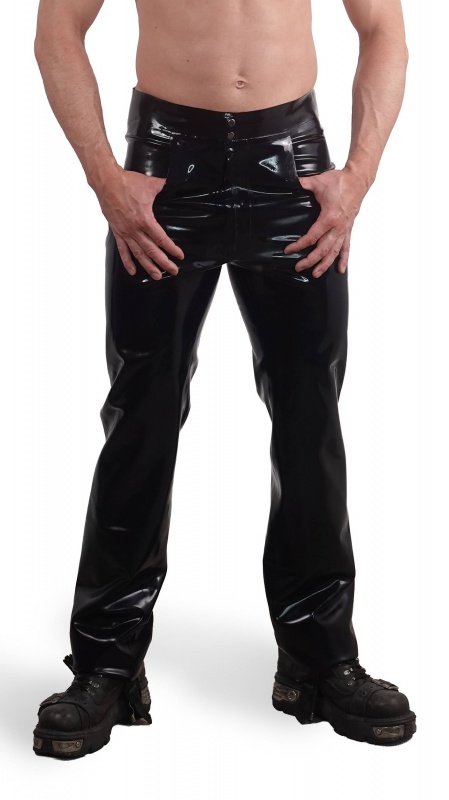 Latexové pánské džíny s předním zapínáním