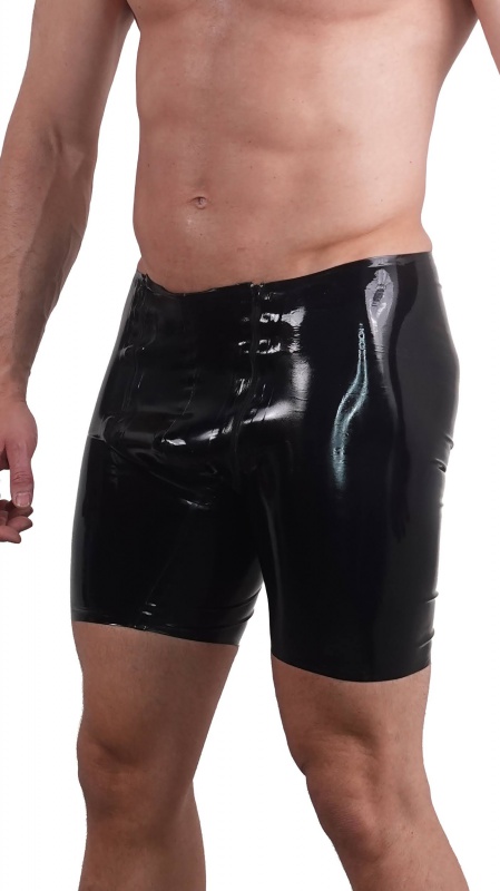 Latexové bermudy černé se dvěma černýmí zipy
