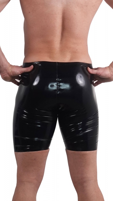 Latexové bermudy černé se dvěma černýmí zipy