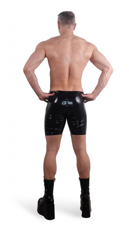 Latexové bermudy černé se dvěma černýmí zipy